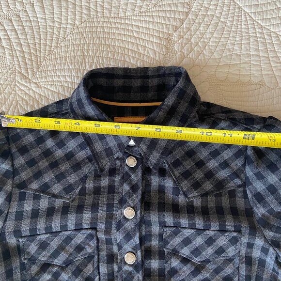 WHO A.U. Vintage Gray & Black Plaid Western-style Mini Dress with Snap Buttons - Picture 6 of 9